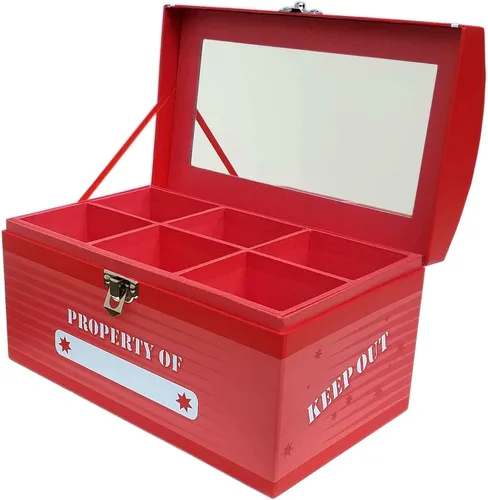 Vista 9 de Caja de cofre del tesoro, tamaño de escritorio azul de superhéroe Tamaño de escritorio