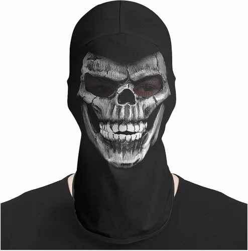 Vista 5 de Obacle Máscara de calavera para Halloween, fantasma, máscara de cara completa, pasamontañas aterradoras, disfraz de cosplay Cara de bandera