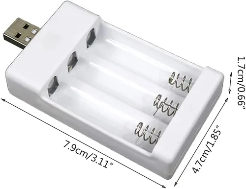 Vista 6 de Adaptador de cargador de batería de 3 Solts, cargador de batería recargable con enchufe USB, para baterías universales Aa/AAA