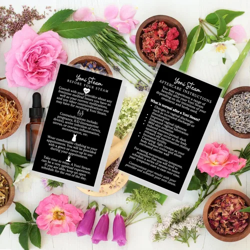 Vista 7 de Boutique Marketing LLC Yoni Steam - Tarjetas de instrucciones para el cuidado posterior al vapor, paquete de 50, tamaño de tarjeta de visita de 2 x