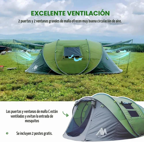 Vista 2 de AYAMAYA Waterproof 6 Person Easy Pop Up Tents for Camping with Vestibule