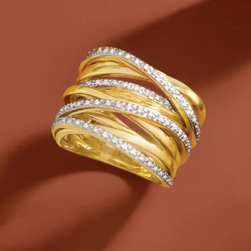 Vista 4 de Ross-Simons 0.25 ct. t.w. Diamond Highway Ring in 18kt Gold Over Sterling