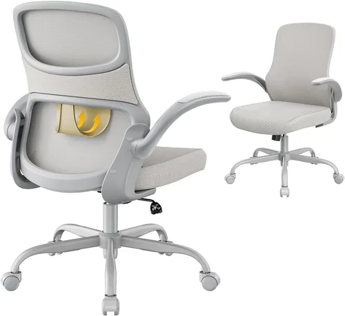 Vista 12 de Silla de dibujo sin brazos, silla de oficina alta con anillo ajustable para el pie y soporte lumbar, silla de escritorio alta de malla ergonómica