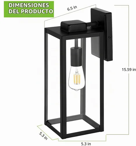 Vista 5 de hykolity - Farol de pared para exteriores de gran tamaño, 16 pulgadas Waterproof Exterior Wall Sconce, Anti-Rust Wall Mounted Lighting with Glass