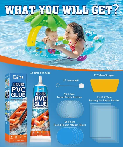 Vista 7 de Kit de parches para colchón de aire EPN, kit de reparación de forro de piscina de vinilo impermeable para inflables, colchón de aire, anillo
