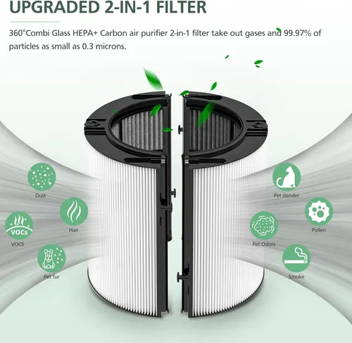 Vista 3 de 360 Combi Glass HEPA + filtro de carbono de repuesto para Dyson HP1 TP09 TP07 TP06 TP04 TP10 TP7A HP04 HP06 HP07 HP09 HP10 HP4A HP7A PH01 PH02 PH03
