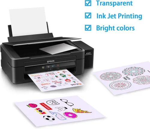 Vista 5 de Papel adhesivo transparente imprimible, hojas adhesivas personalizadas en blanco de 8.5 x 11 pulgadas, 15 hojas transparentes, para impresoras
