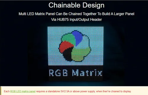 Vista 4 de Panel de matriz LED RGB 64 × 32, 2048 píxeles DOTS de 0.118 in de paso, compatible con Arduino/Raspberry Pi Pico/ESP32, permite mostrar texto