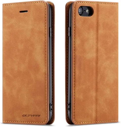 Vista 14 de QLTYPRI Funda para iPhone 6 Plus/6S Plus, cubierta de piel PU con tarjetero, funda tipo billetera con solapa magnética y a prueba de golpes - Vino