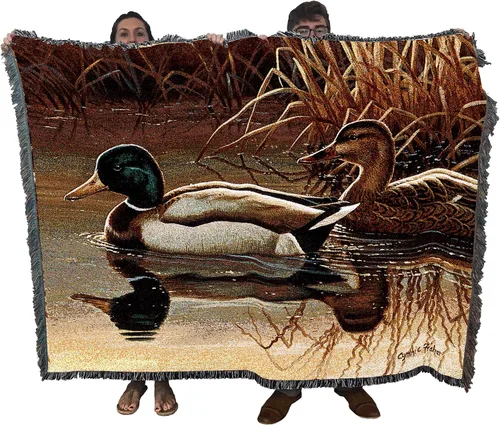 Vista 14 de Pure Country Weavers Cynthie Fisher - Manta de Backwater Woodies - Tapiz de regalo de cabaña de Ducks Lake Lodge tejido de algodón, fabricado