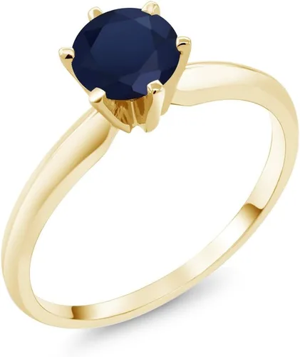 Vista 38 de Anillo de compromiso solitario con piedra preciosa redonda de oro amarillo de 14 quilates de 0.236 in para mujer Ajuste clásico de 6 puntas