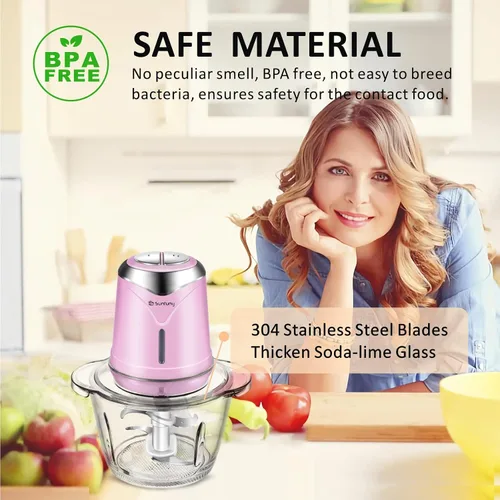 Vista 7 de Procesador de alimentos 6000mAh Picador de verduras inalámbrico con cuenco de vidrio de 5 tazas, picador eléctrico de carne de ajo sin BPA