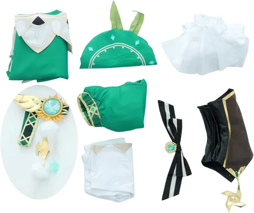 Vista 5 de Cosplayfm Disfraz de anime para mujer con capa y accesorio de cintura de plumas para cosplay