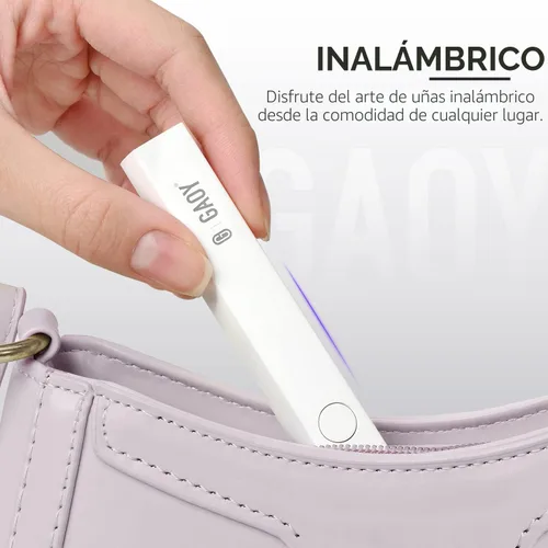 Vista 6 de GAOY Luz UV de mano para uñas de gel, mini lámpara de uñas, portátil inalámbrica recargable, curado rápido A-blanco