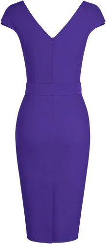 Vista 4 de MUXXN - Vestido de cóctel formal para mujer, estilo clásico de los años 50, con corbata en cuello en V