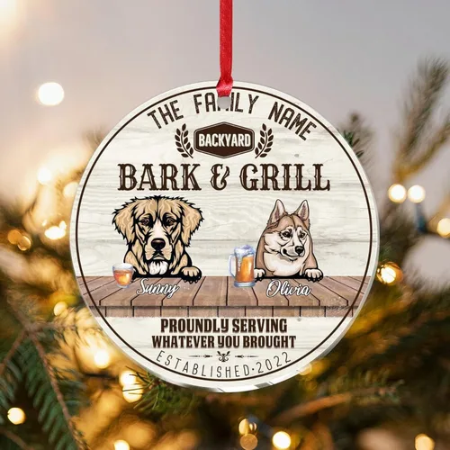 Vista 18 de SILYHEART Christmas Acrylic Ornaments Golden Retriever & Shiba Inu Christmas Sublimation Ornaments Family Dog Name Funny Dogs Live Here Car Hanging