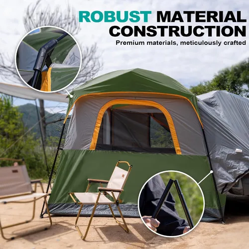 Vista 7 de uniHimal SUV Tent for Camping,Waterproof PU2000mm, Fits 5-8 People,Spacious Double Layer Design, Includes Rainfly & Storage Bag, 8FT L x 8FT W x