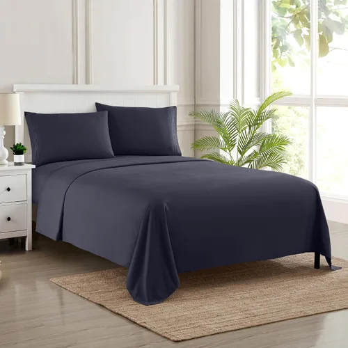 Vista 13 de Juego de sábanas extrasuaves de tamaño individual, ropa de cama transpirable y lujosa con correas elásticas integradas para las esquinas, colección