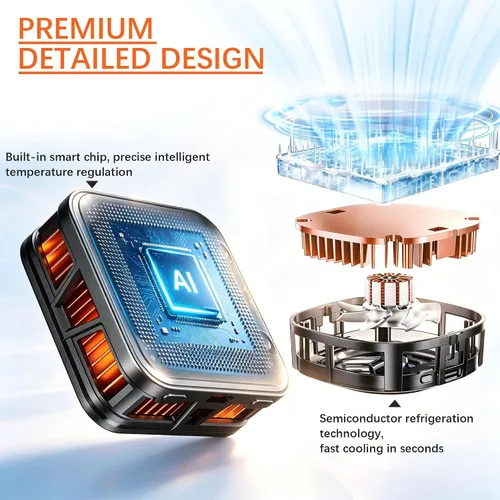 Vista 5 de Wireless Magnetic Phone Cooler for Gaming & Streaming