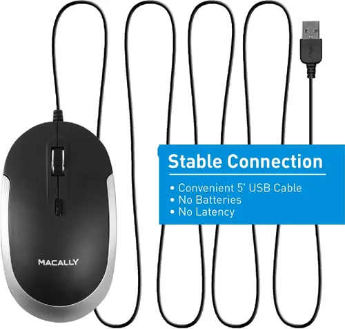 Vista 8 de Macally Mini teclado con cable y un ratón con cable silencioso, combina perfectamente con MacBook gris espacial