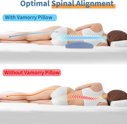 Vista 2 de Almohada de Soporte Lumbar para Cama para Aliviar el Dolor de Espalda Baja con Gel Refrescante: Almohada de Ciática de Espalda Baja