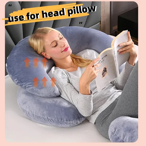 Vista 4 de Almohadas de embarazo para dormir, almohada de cuerpo completo en forma de C para mujeres embarazadas, almohada de embarazo suave con funda