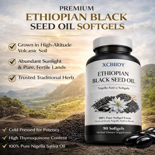Vista 2 de Aceite de semilla negra etíope pureza natural, aceite de Nigella sativa prensado en frío, para uso diario, sin OMG, sin gluten, vegano, 90