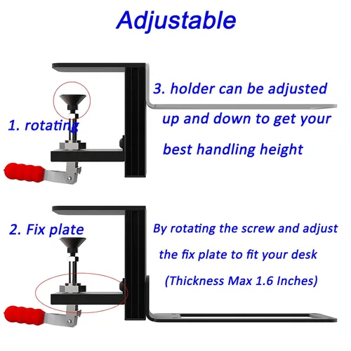Vista 6 de WELLMETE The Desk Mount for Flight Sim Joystick - Compatible with Logitech G Extreme 3D PRO Joystick for Windows, Adjustable Durable Metal Holder