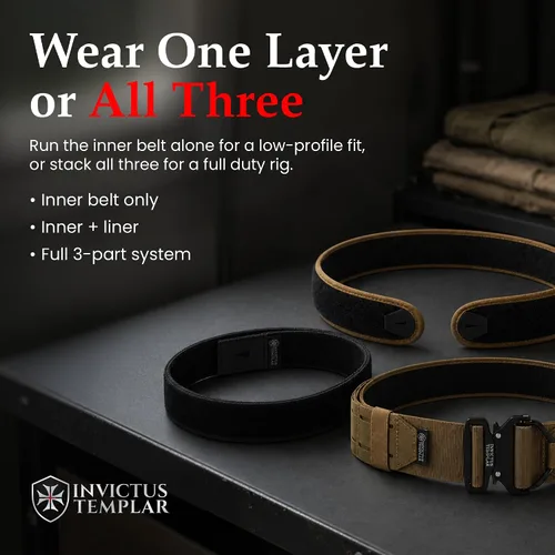Vista 7 de Armiger - Cinturón modular táctico MK I - 3 partes 1000D nailon, liberación rápida, MOLLE, antideslizante, cinturón