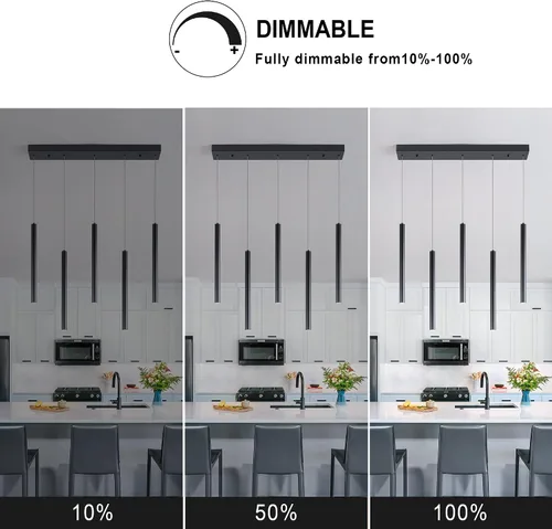 Vista 6 de Lámpara colgante, 5-Light Cluster, Moderno, Techo, Isla de cocina, Negro, LED regulable, 1500 lúmenes, 6000K