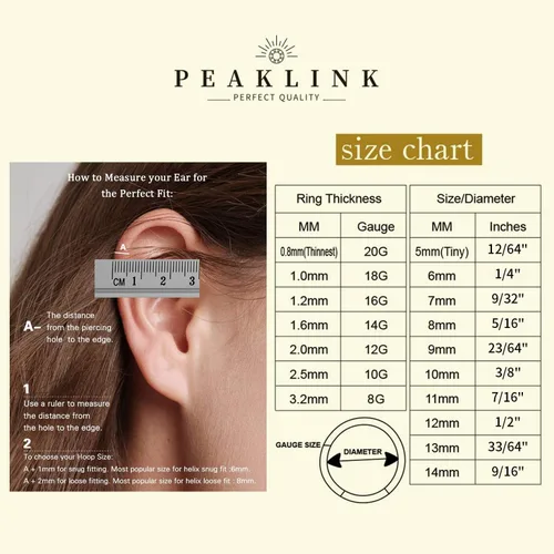 Vista 7 de PEAKLINK Piercing de acero quirúrgico 316L para tabique de nariz para dormir, hélice, grajo, cartílago, daith, tragus, lóbulo, nariz, joyería