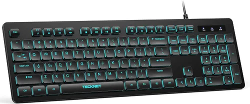 Vista 8 de TECKNET Teclado con cable, escritura silenciosa, diseño de tamaño completo