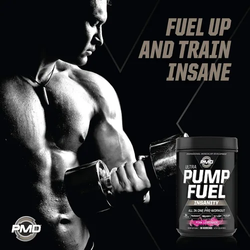 Vista 3 de PMD Sports Ultra Pump Fuel Insanity - Pre entrenamiento - Limonada rosa (30 porciones) Sports Omega Cuts Elite Thermogenic Fat Burner