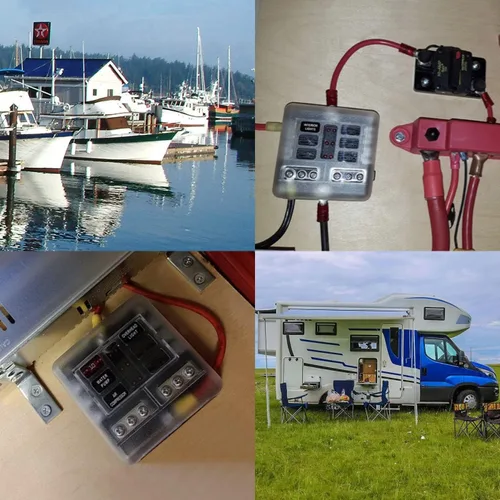Vista 6 de Bloques de fusibles de cuchilla estándar ATO/ATC de 6 vías con bus negativo, caja de fusibles, cubierta de protección, terminales de conexión