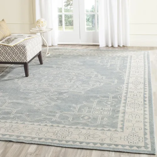 Vista 5 de SAFAVIEH Kenya Collection - Alfombra decorativa, 2 x 3 pies, marfil y azul, lana de medallón oriental anudada a mano, ideal para zonas de alto