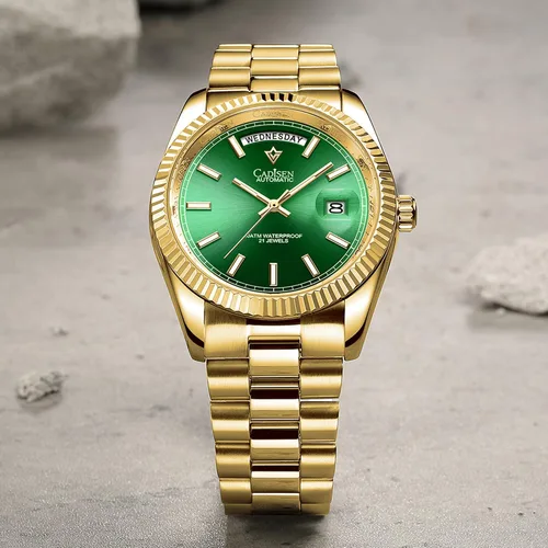 Vista 3 de CADISEN - Reloj de pulsera de acero inoxidable impermeable para hombre, mecánico, de negocios