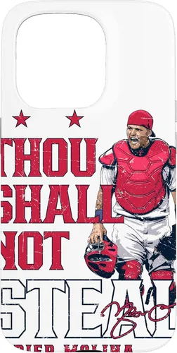 Vista 14 de Thou Shall Not Steal Yadier Molina St Louis MLBPA - Carcasa para iPhone 17