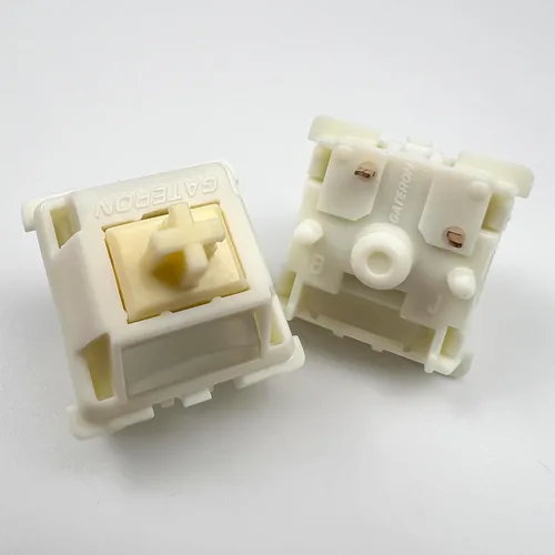 Vista 2 de Interruptores de teclado Gateron Cream, interruptores táctiles pre-lubricados RGB de doble etapa con resorte de 5 pines, completos de POM con poste