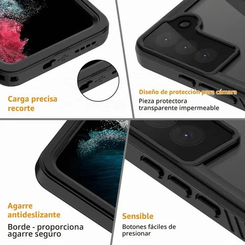 Vista 5 de YMCCOOL Funda impermeable para Samsung Galaxy S22, con protector de pantalla sensible integrado a prueba de golpes, resistente a prueba de golpes