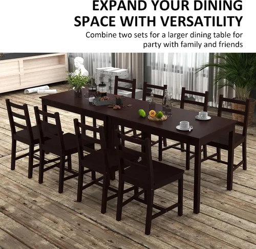 Vista 5 de HOMCOM Juego de mesa de comedor para 4, 5 piezas, mesa de cocina moderna y sillas, juego de comedor de madera para espacios pequeños, rincón