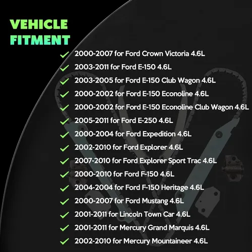 Vista 3 de SCITOO Kit de cadena de distribución para Ford Crown Victoria E-150 E-250 Econoline Club 4.6L 2000 2007 9-0387SGX
