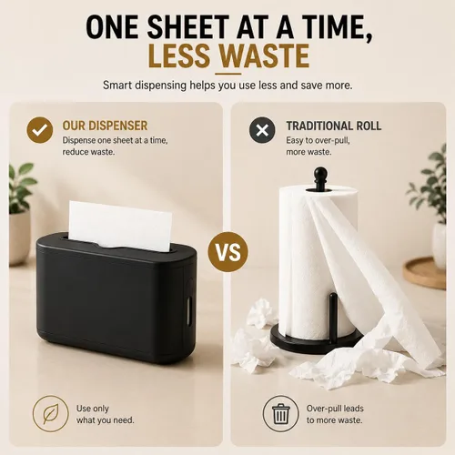 Vista 4 de Dispensador de toallas de papel multidobladas para encimera, dispensador de toallas de mano para dormitorio, baño, cocina, inodoro (negro)