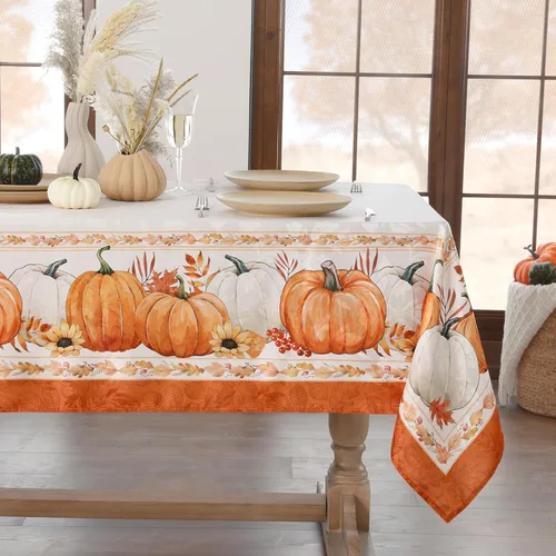 Vista 8 de Softalker Mantel Cuadrado de Jacquard Navideño, Mantel Impermeable Vintage de Invierno con Acebo, Cubierta de Mesa de Tela Estilo Granja Navideña