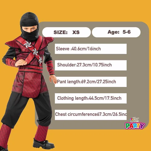 Vista 8 de Ninja Costume for Boys Kids for Halloween