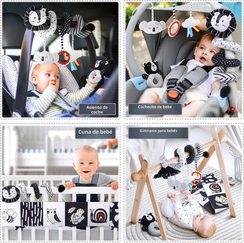 Vista 3 de Joyreal Juguetes sensoriales de alto contraste para recién nacidos, juguetes sensoriales para bebés en blanco y negro con juguetes para asiento