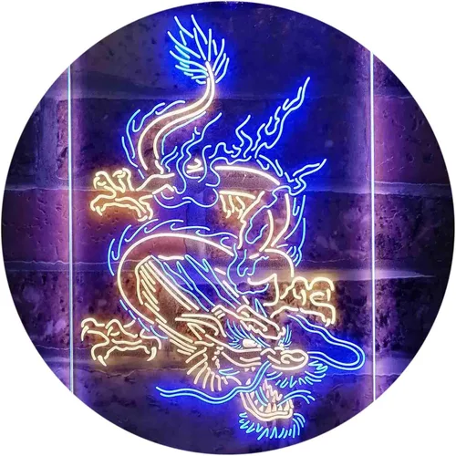 Vista 18 de ADVPRO Hombre Dragón Chino Cueva Garaje Tatuaje Dual Color LED Neon Sign Azul y Rojo 8 x 12 pulgadas st6s23-i3780-br