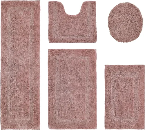 Vista 276 de Better Trends - Juego de 2 alfombras de baño 100% algodón, extra suaves, con borlas, de 17" x 24", alfombra de baño superabsorbente y reversible
