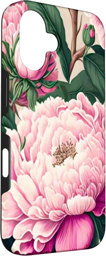 Vista 3 de Funda con diseño artístico de peonía rosa para iPhone 16