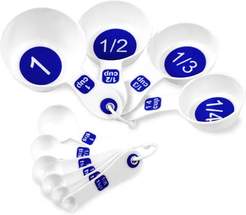 Vista 9 de Chef Craft - Juego de tazas medidoras de plástico de fácil lectura, 10 piezas, azul