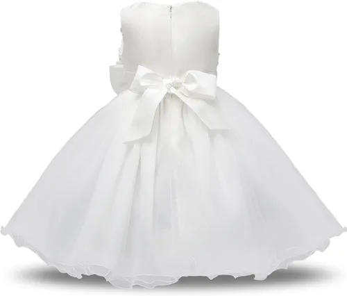 Vista 3 de NNJXD Vestido de princesa de tutú con flores 3D sin mangas para niña para las fiestas